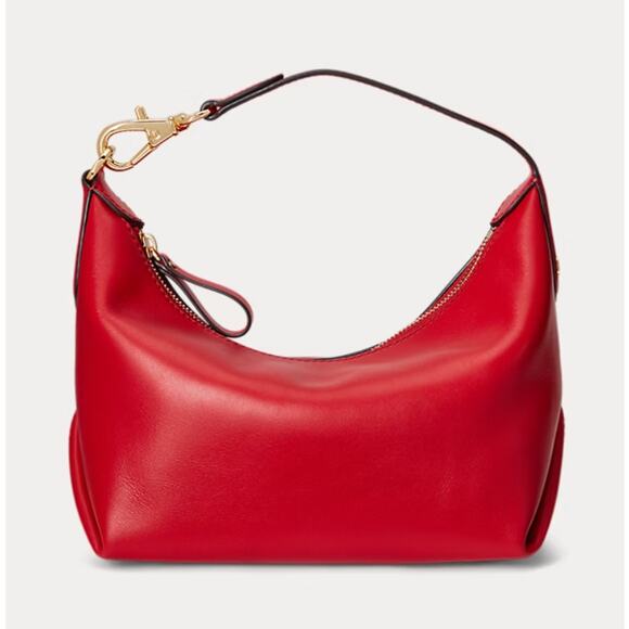 Lauren Ralph Lauren KASSIE Small Leather Shoulder Crossbody Bag in Red NWT $295 - Picture 1 of 15